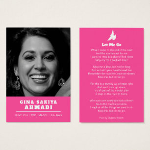 Funeral laat me een witte dove gegedicht roze kaar visitekaartje