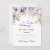 Funeral Lavendel Paarse Violet Memory DANK U Kaart (Voorkant)