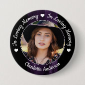 Funeral Loving Memory Foto Paars marble Memorial Ronde Button 7,6 Cm (Voorkant)