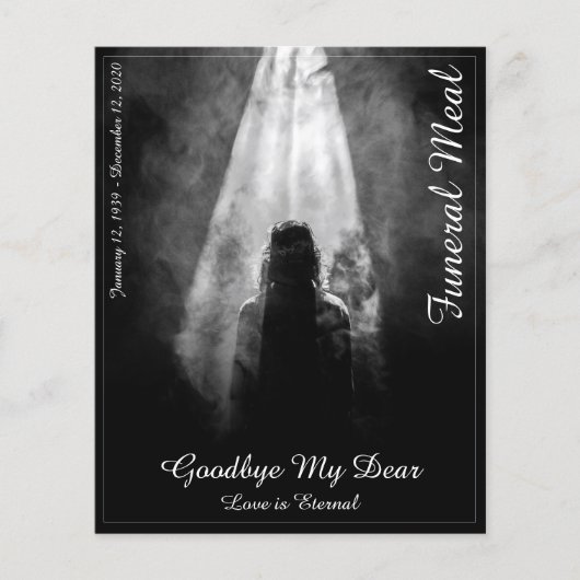 Funeral Meal Menu Card in the light (Voorkant)