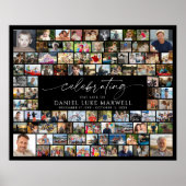 Funeral Memorial 92 Photo Collage Celebrating Life Poster (Voorkant)