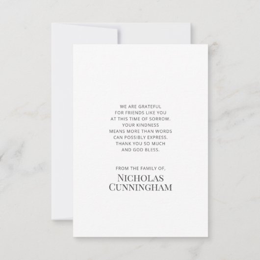 Funeral Memorial Classic Simple Photo and Message Bedankkaart (Achterkant)