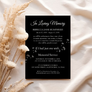 Funeral Memorial Dandelion Viering van het leven Kaart