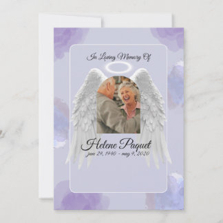 Funeral Memorial Design Template – Angel Wings Kaart