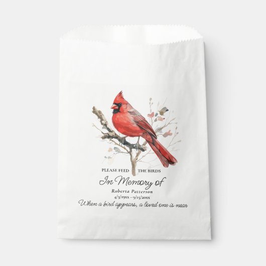 Funeral Memorial Favor Cardinal Bird Seed Bedankzakje (Voorkant)