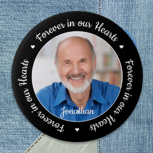 Funeral Memorial Forever in ons hart Foto Ronde Button 5,7 Cm