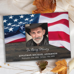 Funeral Memorial Fotoveteran Sympathie VS vlag Bedankkaart
