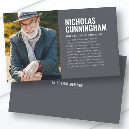 Funeral Memorial in Loving Memory Photo Card Visitekaartje