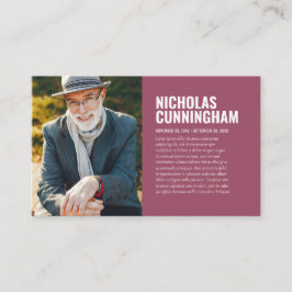 Funeral Memorial in Loving Memory Photo Card Visitekaartje