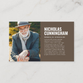 Funeral Memorial in Loving Memory Photo Card Visitekaartje