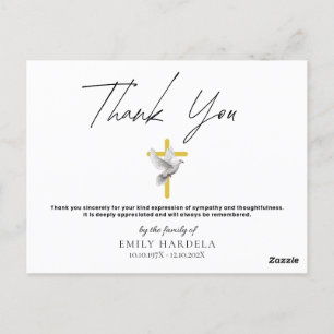 Funeral Memorial Kaart - Kruis en Waterverf Duif