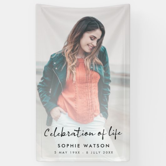 Funeral Memorial Modern Photo Celebration of Life Spandoek (Verticaal)