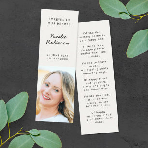 Funeral Memorial Modern Poem Mini Bladwijzer Kaart Visitekaartje