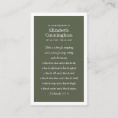 Funeral Memorial moderne et simple Carte photo (Dos)