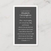 Funeral Memorial Moderne et simple Carte photo (Dos)