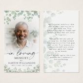 Funeral Memorial Photo Botanical Prayer Card (Devant & derrière)