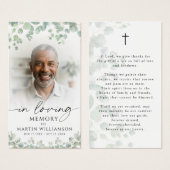 Funeral Memorial Photo Botanical Prayer Card Visitekaartje (Voorkant /achterkant)