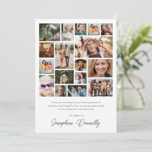 Funeral Memorial Photo Collage Hartelijk dank Bedankkaart (Staand voorkant)