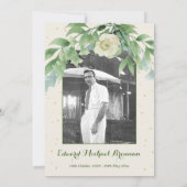 Funeral Memorial Photo Elegant Roos Foliage Kaart (Achterkant)