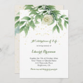 Funeral Memorial Photo Elegant Roos Foliage Kaart (Voorkant / Achterkant)