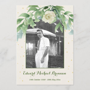 Funeral Memorial Photo Elegant Roos Foliage Kaart