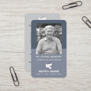 Funeral Memorial Prayer Dove Photo Card Visitekaartje