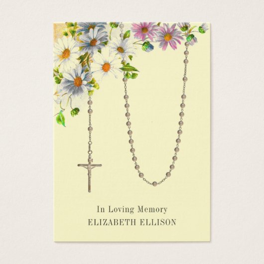 Funeral Memorial Prayer Floral Rosary Visitekaartje (Voorkant)