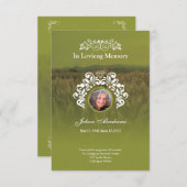 Funeral Memorial Prayer Kaart (Voorkant / Achterkant)