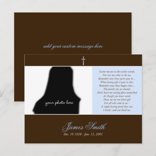 Funeral Memorial Prayer Kaart Fotosjabloon :: 2A (Voorkant / Achterkant)