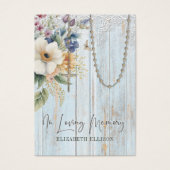 Funeral Memorial Prayer Rosary Flowers Visitekaartje (Voorkant)