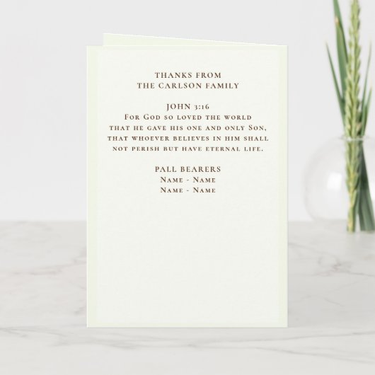 Funeral Memorial Service Programme Wheat Field Programma (Achterkant)