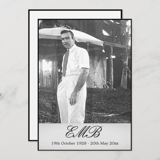 Funeral Memorial Simple Photo Kaart (Voorkant / Achterkant)