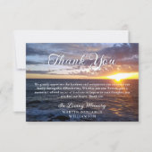 Funeral Memorial Sunset Ocean Beach Dank u Bedankkaart (Voorkant)