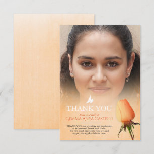 Funeral orange rose photo famille carte de remerci