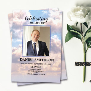 Funeral Order of Service Celebrating Life Clouds Flyer