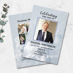 Funeral Order of Service Celebrating Life Clouds Flyer
