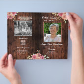 Funeral Order of Service Celebration of Life Peach Flyer (Hand)