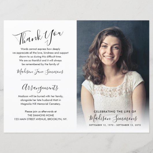 Funeral Order of Service Photo Memorial Programme (Voorkant)