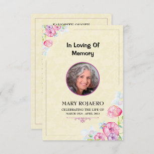 Funeral order of service Program card Kaart