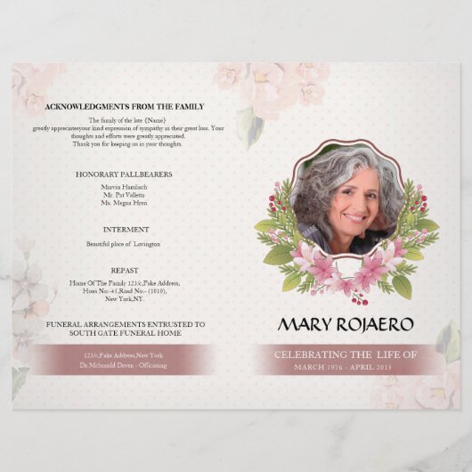 Funeral Order of Service Program Flyer (Voorkant)