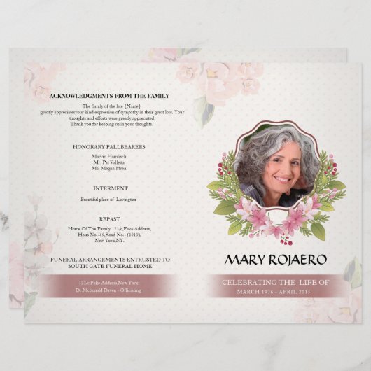 Funeral Order of Service Program Flyer (Voorkant / Achterkant)