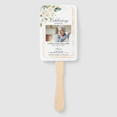 Funeral Order of Service|White Floral Set of Fans Handwaaier (Voorkant)