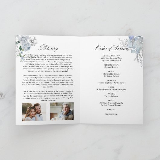 Funeral Order of Service, Wildflower Programme Programma (Binnen)