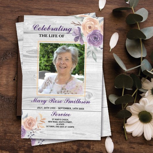 Funeral Order Service Celebration of Life Paars Flyer