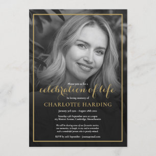 Funeral Photo Black and White Celebration of Life Kaart