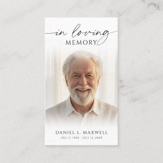 Funeral Photo Cross In Loving Memory Prayer Card Visitekaartje (Voorkant)