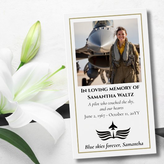 Funeral Photo Prayer for Pilot Modern Aviation