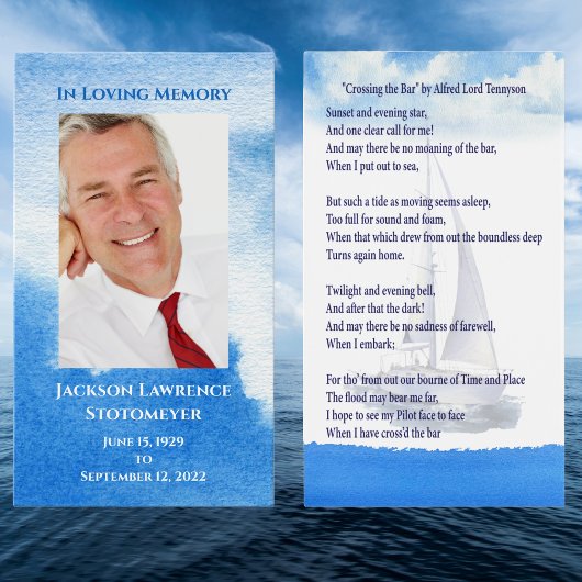 Funeral Photo Sympathy Memorial Prayer Kaart