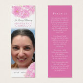 Funeral pink spring blossom poem photo bookmark (Devant & derrière)