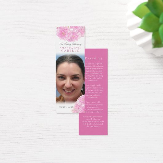 Funeral pink spring blossom poem photo bookmark (Bureau)